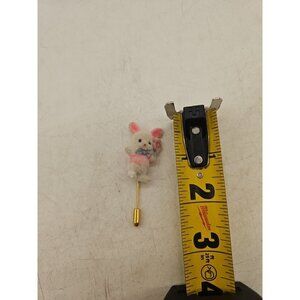 STUNNING VINTAGE  EASTER BUNNY FUZZY 2.5" STICK PIN BUNNY MINT CONDITION